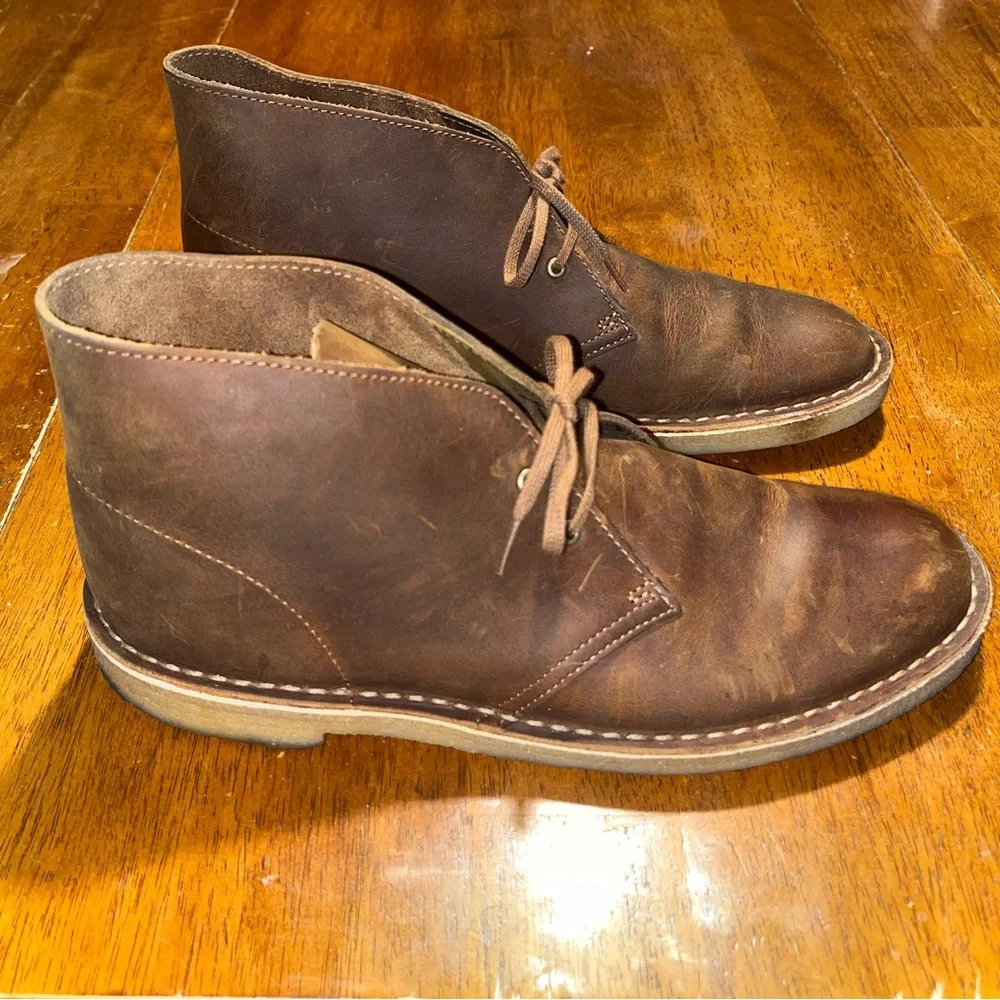 Clarks DesertBrown Leather Men's Chukka Boots Size 10 1/2